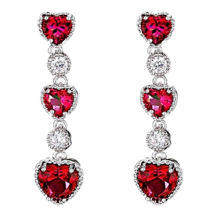 Cercei placati cu Aur 18K si Diamante, Calypso Platinum & Red