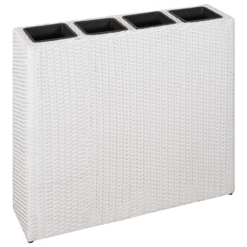 Jardiniera 4 ghivece, vidaXL, Ratan, 79 x 22 x 76 cm, Alb Jardiniera 4 ghivece, vidaXL, Ratan, 79 x 22 x 76 cm, Alb