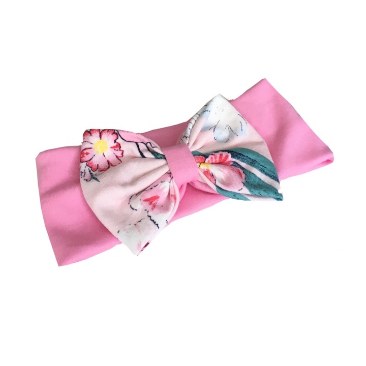 Bentita lata roz cu funda colorata, Roz