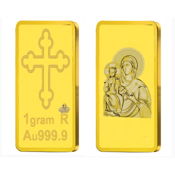 Златно кюлче "Света Богородица троеручица " 1 грам., Au 999.9, 24к