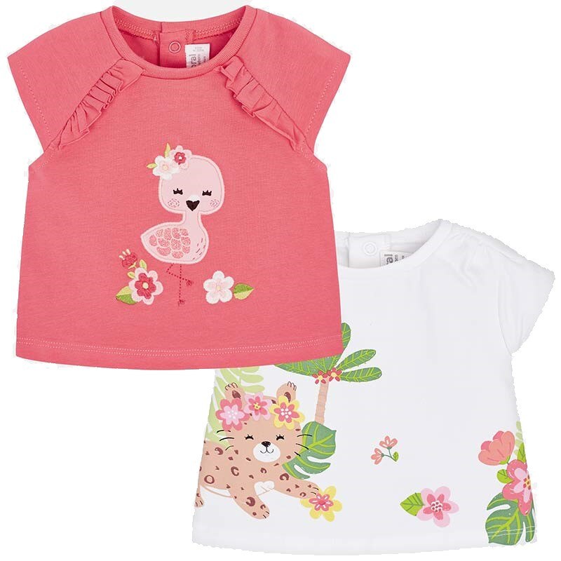 Set tricouri cu maneca scurte bebe nou-nascut, Mayoral, 1001PV19COR, corai