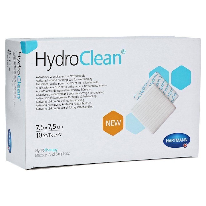 Хидрореактивна превръзка Hartmann, HydroClean Advance, 7.5 х 7.5 см, 10 бр./бр.
