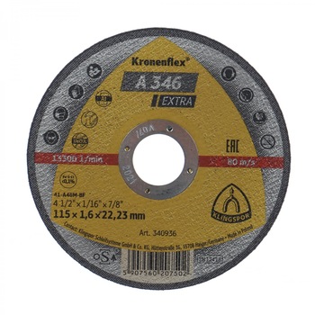 Disc debitare inox si metal, Klingspor A 346 Extra, 115 x 22.23 x 1.6 mm Disc debitare inox si metal, Klingspor A 346 Extra, 115 x 22.23 x 1.6 mm
