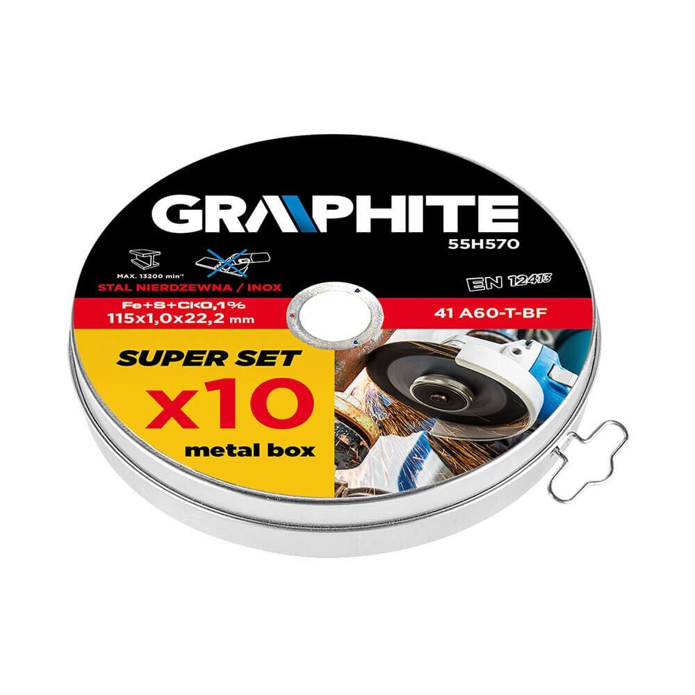 Set de 10 discuri pentru taierea metalului, 115x22mm, 55H570, Graphite