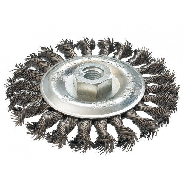 Perie conica, sarma impletita din otel inoxidabil, diametru 115mm, prindere M14, 57H596, Graphite