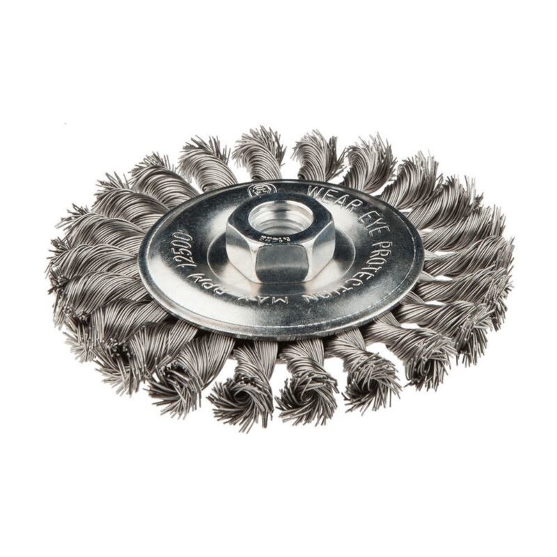 Perie conica, diametru 115mm, prindere M14, sarma impletita, 62H140, Verto