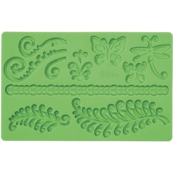 Mulaj din silicon pentru decoratiuni din fondant sau Gum Paste, ferigi si fluturi, Wilton Mulaj din silicon pentru decoratiuni din fondant sau Gum Paste, ferigi si fluturi, Wilton