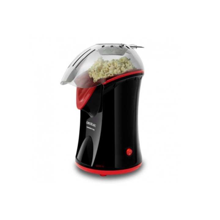 CECOTEC 3040 pattogatott kukorica készítő, 1200 W, forró levegős (olaj nélküli), készítési idő: max. 2 perc, adagoló kanállal, fekete - piros