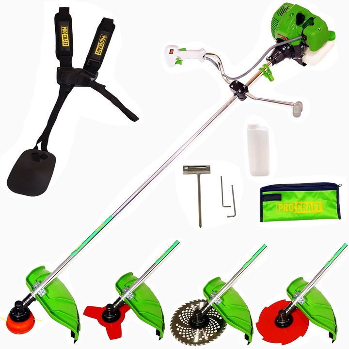 Motocoasa de umar ProCraft T5600 Germania, motor 4 timpi, 7.6 CP, 5600 W, 4 moduri de taiere, motocositoare pe benzina