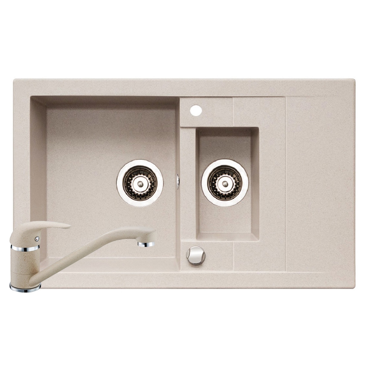 Set 2in 1 Pyramis STUDIO si baterie ASALIA, dimensiune 780x480mm, adancime 180mm, reversibila, pipa lunga, finisaj pyragranite bej