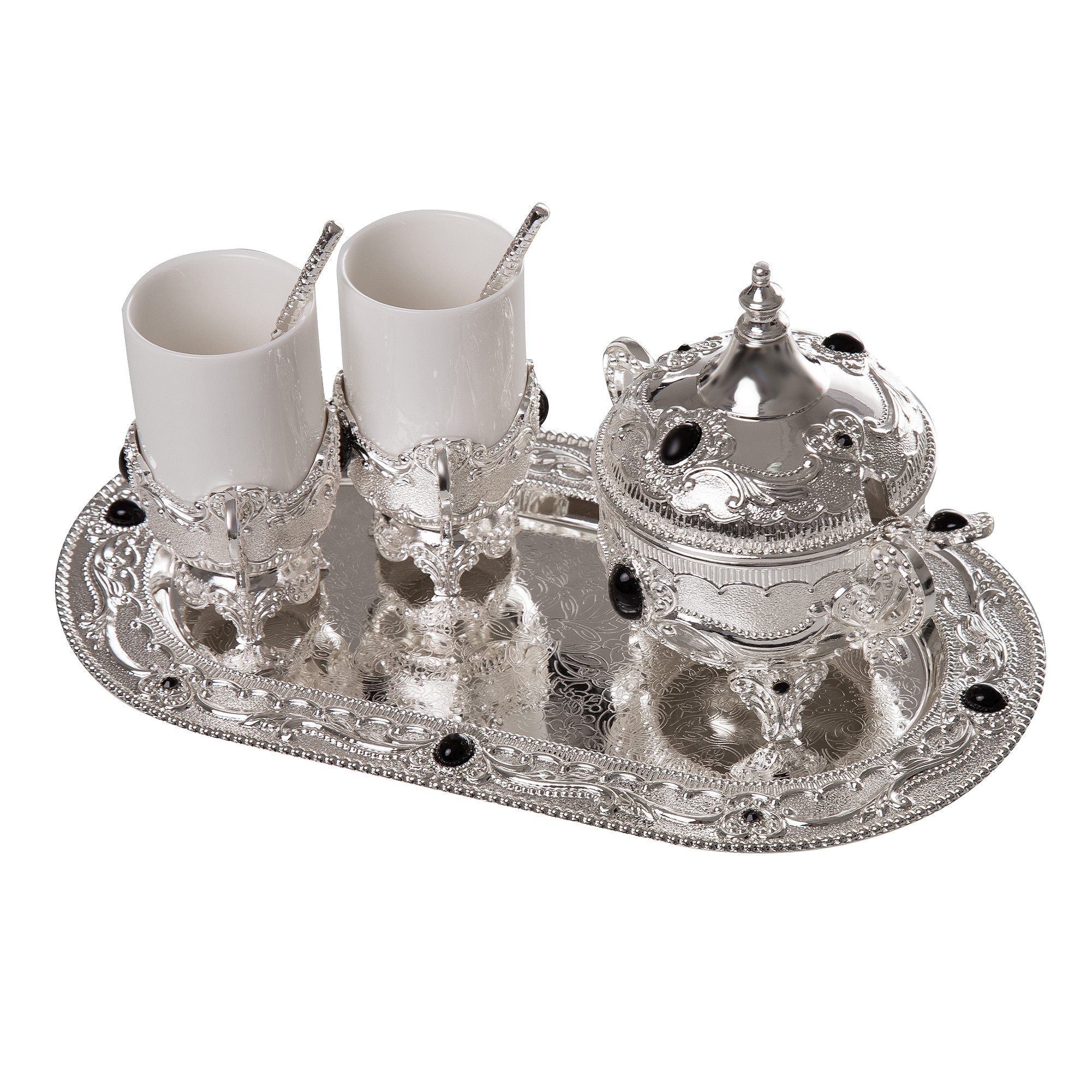 Set cafea doua persoane argintat 28,8*16.7*7cm