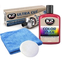 set corector pentru zgarieturi auto de suprafata pasta corectoare  polish vopsea rosu inchis  burete cu laveta microfibre imagen 22_0_
0