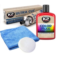 set corector pentru zgarieturi auto de suprafata pasta corectoare  polish vopsea rosie  burete cu laveta microfibre imagen 18_0_
0