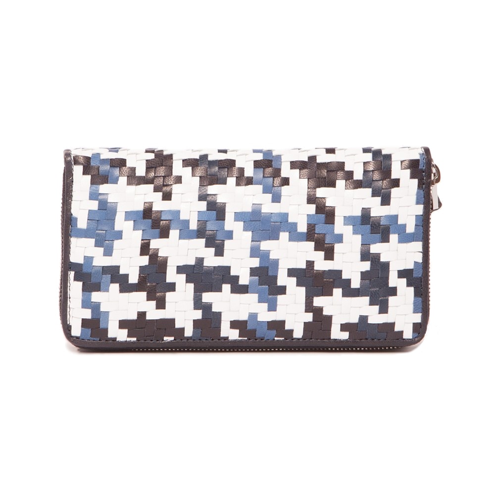 Portofel dama din piele naturala impletit, Dellaconte, Multicolor 5416-48