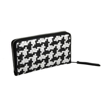 Portofel dama din piele naturala impletit, Dellaconte, Argintiu cu Negru Portofel dama din piele naturala impletit, Dellaconte, Argintiu cu Negru
