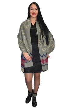 Esarfa tip sal casual de iarna cu modele ,nuanta gri, D&J Exclussive Esarfa tip sal casual de iarna cu modele ,nuanta gri, D&J Exclussive