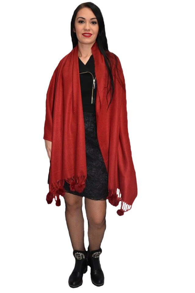 Esarfa fancy toamna-iarna ,nuanta rosu, D&J Exclussive