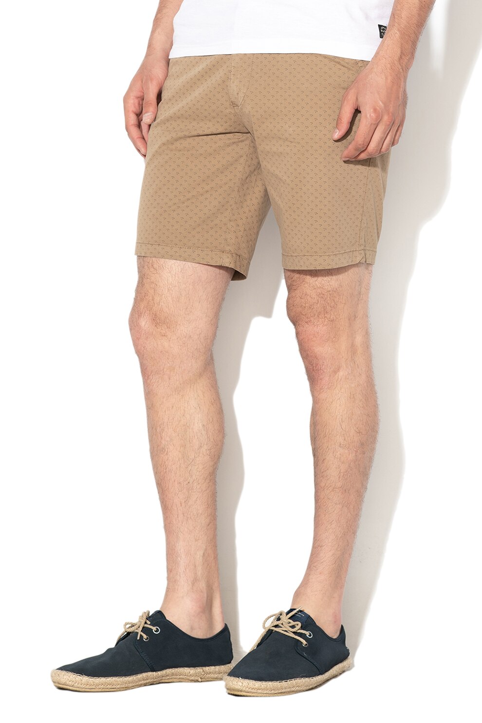 BLEND, Bermude cu aplicatie logo, Maro camel, M