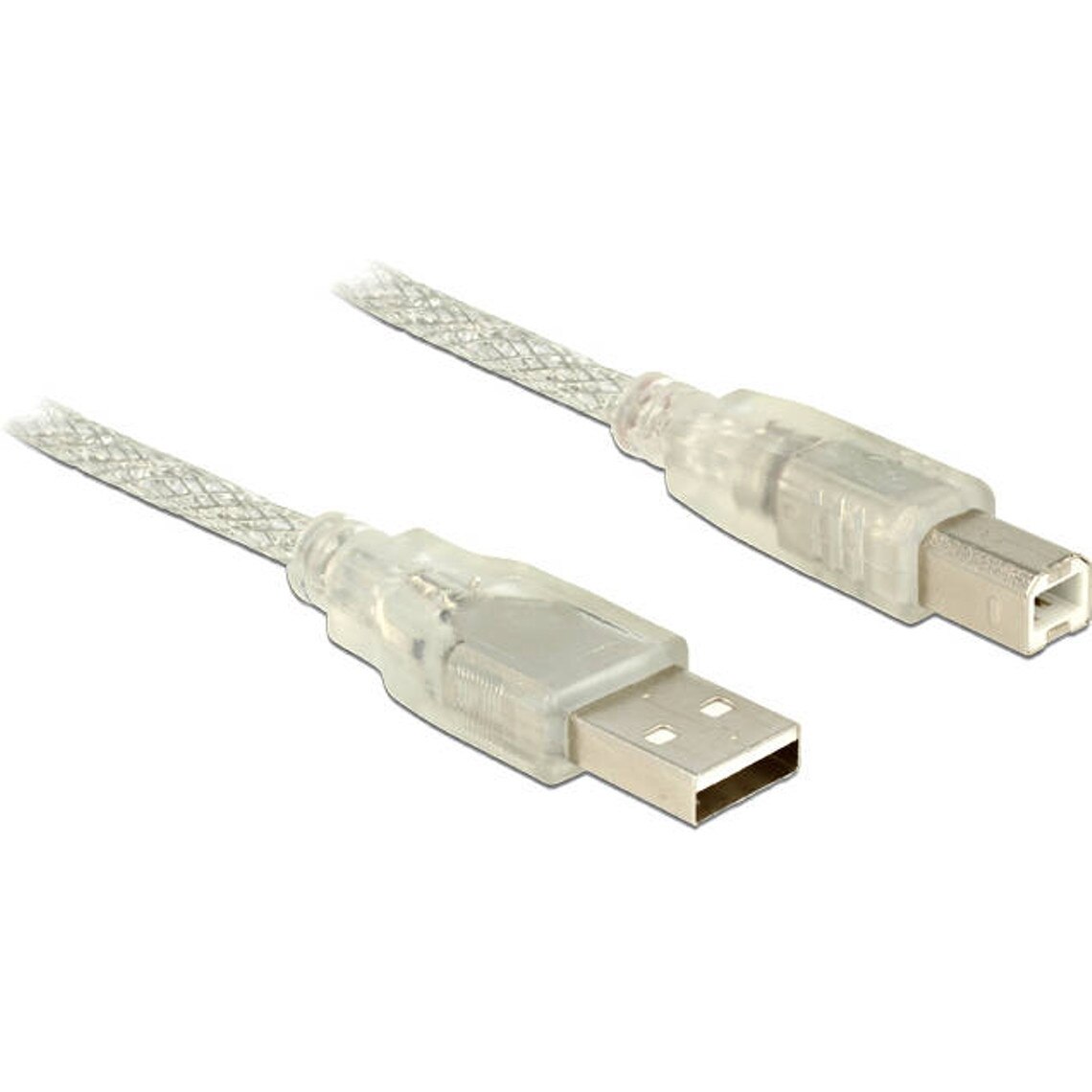 Cablu de date , Delock , USB 2.0 A tata > USB 2.0 B tata , 5m , transparent