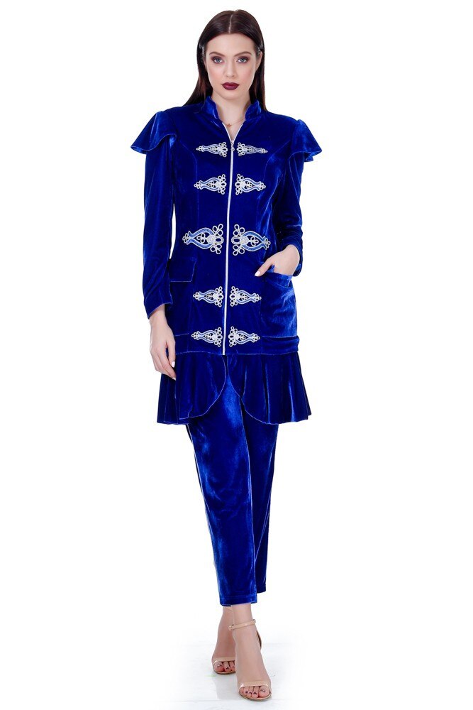 Jacheta albastru catifea Liza Panait RM-67E