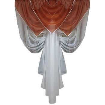 Perdea Decorint confectionata (PB.371), Alb+maro, dimensiuni: latime 3.00 m, inaltime 1.46 m + cadou un prosop de bucatarie Perdea Decorint confectionata (PB.371), Alb+maro, dimensiuni: latime 3.00 m, inaltime 1.46 m + cadou un prosop de bucatarie