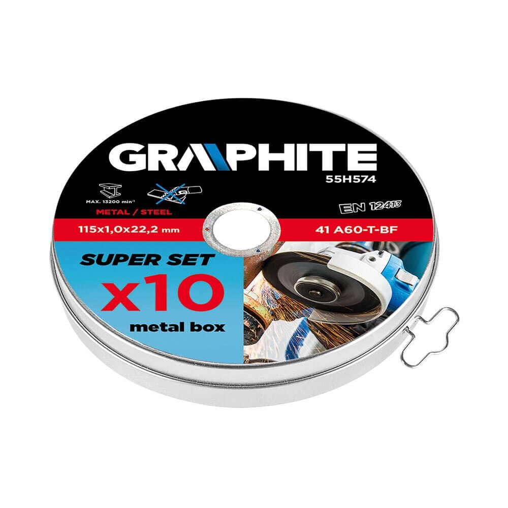 Set de 10 discuri pentru taierea metalului, 115x22mm, 55H574, Graphite