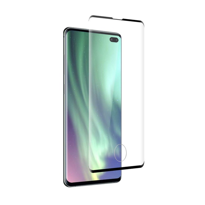 Стъклено фолио, съвместимо с Samsung Galaxy S10 Plus, преден закален стъклен протектор, 5D, покрива целия екран