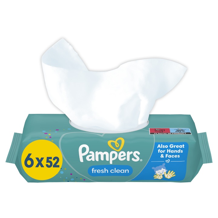 Мокри кърпички Pampers Fresh Clean, 6 пакета x 52, 312 бр