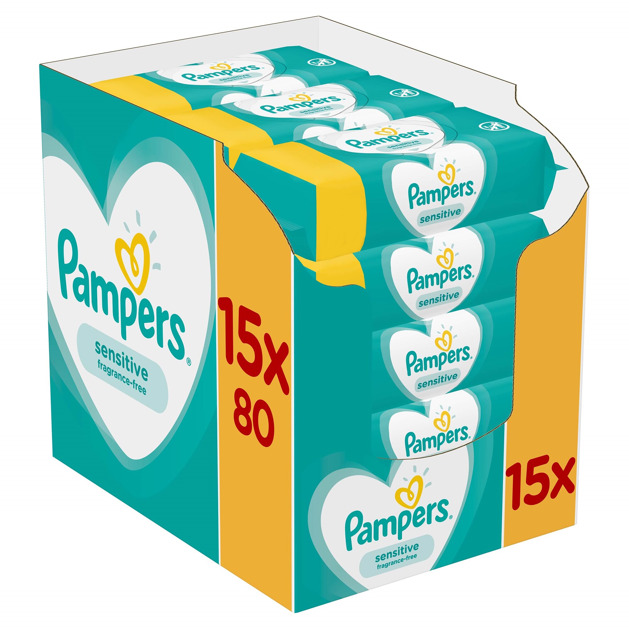 Servetele umede Pampers Sensitive, 15 pachete x 80, 1200 buc