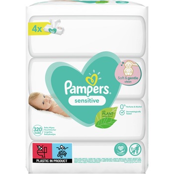 Servetele umede Pampers Sensitive, 4 pachete x 80, 320 buc Servetele umede Pampers Sensitive, 4 pachete x 80, 320 buc