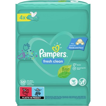 Servetele umede Pampers Fresh Clean, 4 pachete x 80, 320 buc Servetele umede Pampers Fresh Clean, 4 pachete x 80, 320 buc