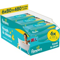Servetele umede Pampers Fresh Clean, 6 pachete x 80 servetele, 480 buc