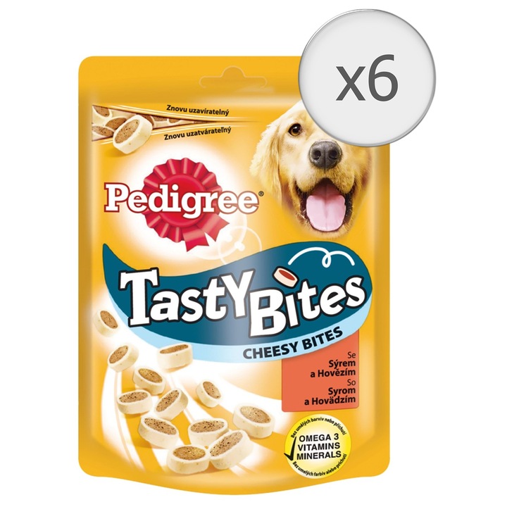 Recompense pentru caini Pedigree Tasty Bites Cheesy, 6 x 140g