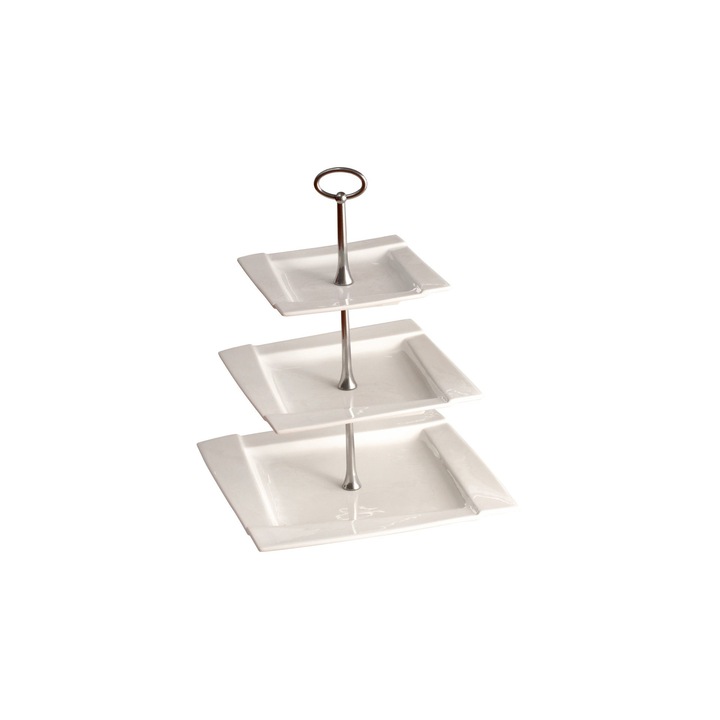 Ambition Kubiko 61175 3 szintes kínálótál, fehér