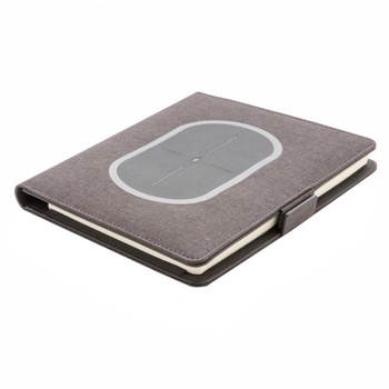 Agenda A5 cu coperta suport de incarcare wireless 5W, 128 pagini dictando, XD by AleXer, AR, poliester, pu, negru, breloc inclus Agenda A5 cu coperta suport de incarcare wireless 5W, 128 pagini dictando, XD by AleXer, AR, poliester, pu, negru, breloc inclus