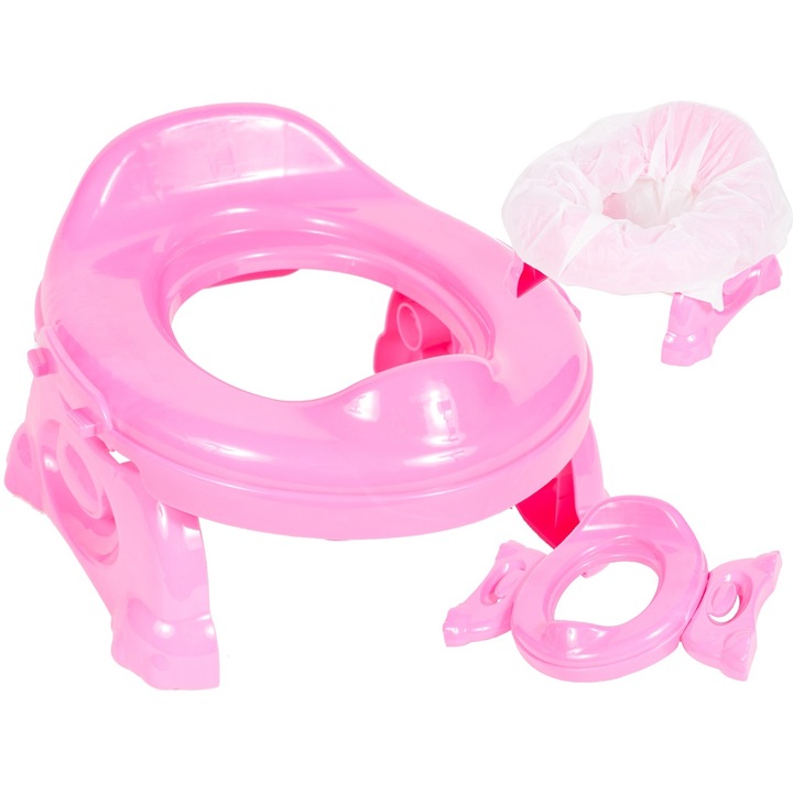 Olita travel si reductor WC 2 in 1 pentru calatorii Roz