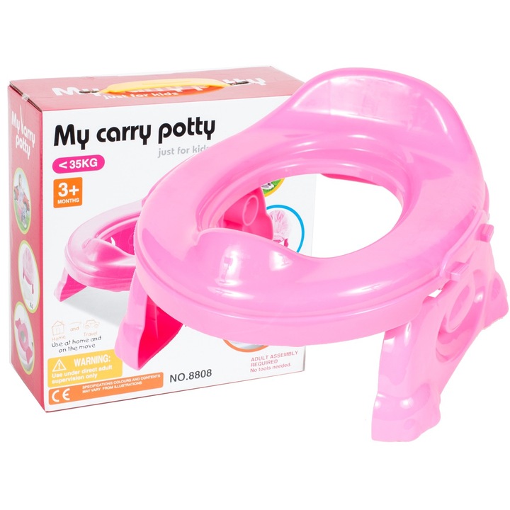 Olita travel si reductor WC 2 in 1 pentru calatorii Roz