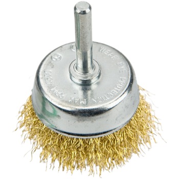 Perie de tip cupa, cu ax, diametru 50 mm, 62H330, Verto Perie de tip cupa, cu ax, diametru 50 mm, 62H330, Verto