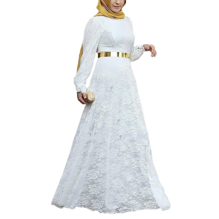 Дълга разкроена рокля, Eviza, бяла, размер S