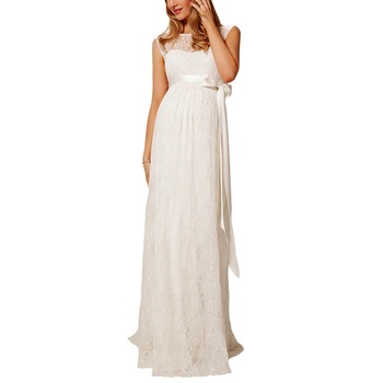 Eviza - Разкроена рокля за бременни, бяла, размер M
