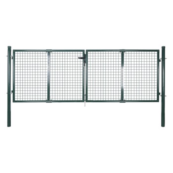 Poarta dubla cu plasa pentru gradina, vidaXL, Otel galvanizat, 306 x 125 cm, Verde Poarta dubla cu plasa pentru gradina, vidaXL, Otel galvanizat, 306 x 125 cm, Verde
