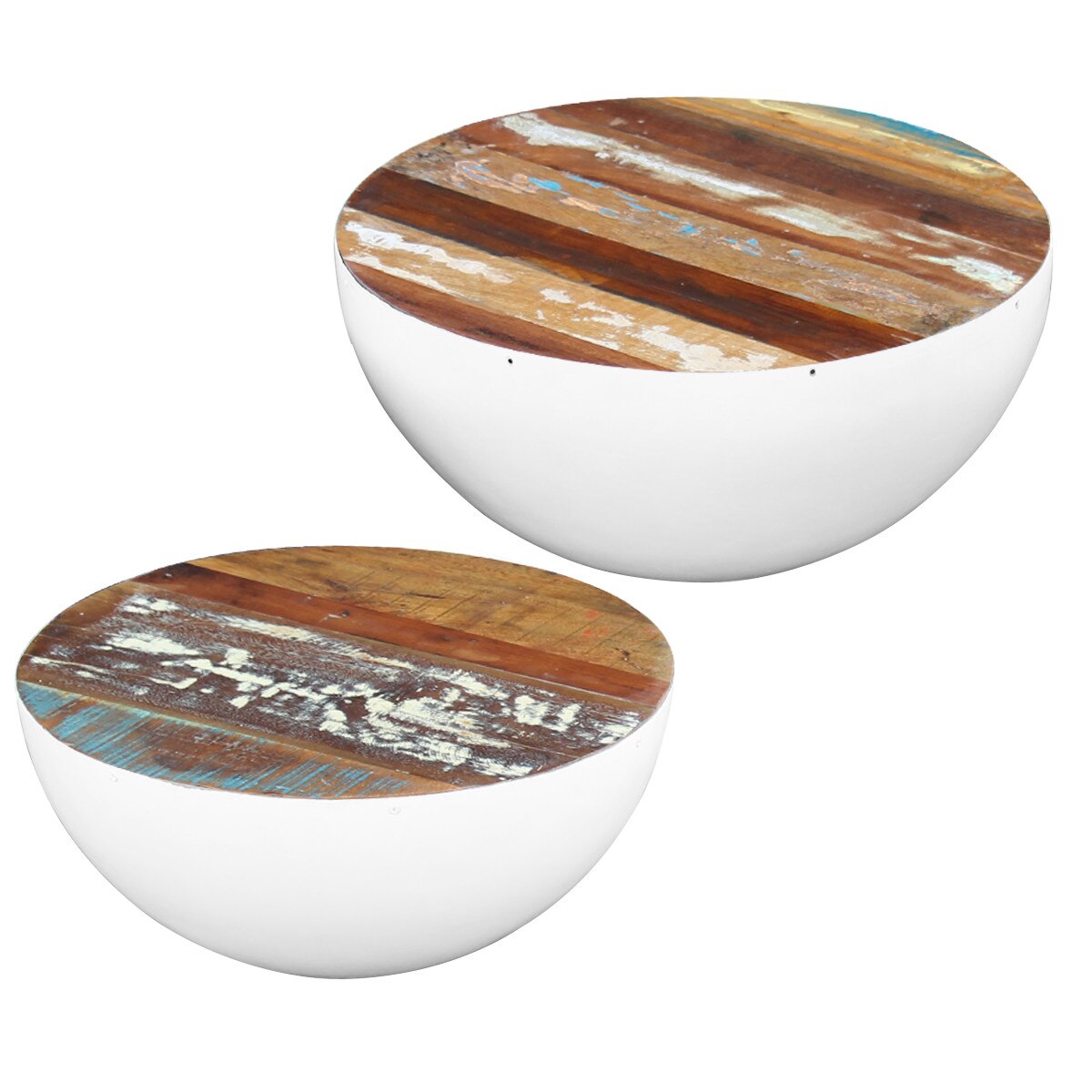 Masuta de cafea din lemn masiv reciclat, vidaXL, Maro cu alb, 60 x 30 cm