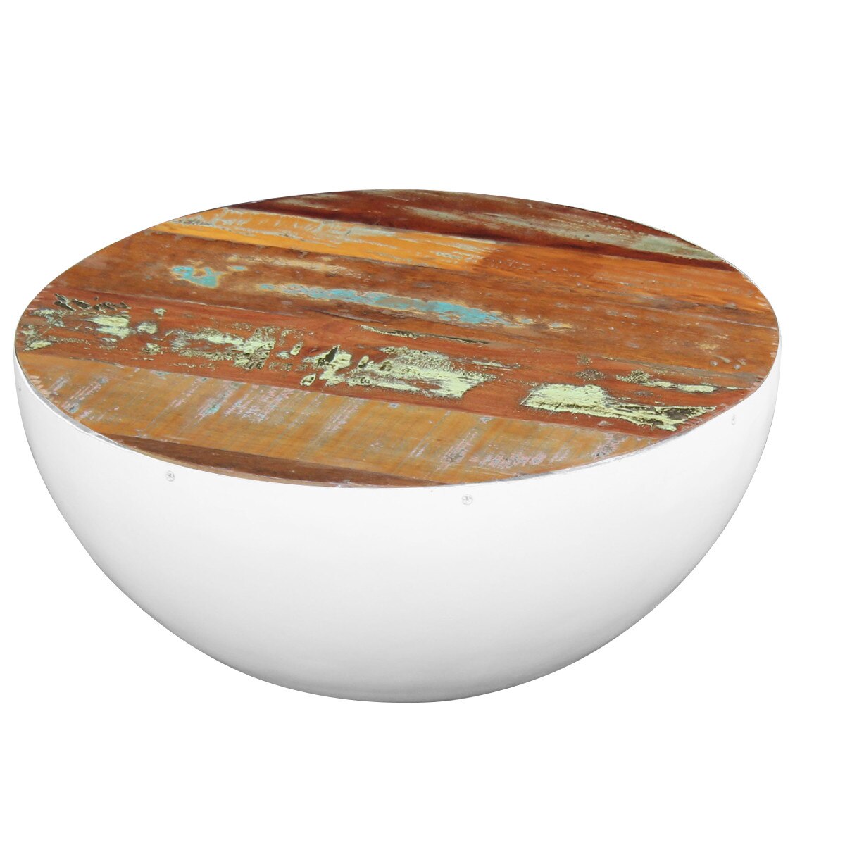 Masuta de cafea in forma de bol, vidaXL, lemn masiv reciclat, Multicolor, 60 x 30 cm