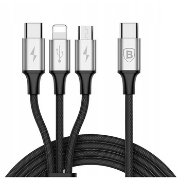 Cablu de date 3in1 Baseus, CAMLT-SUS1, 1.2m, Negru Cablu de date 3in1 Baseus, CAMLT-SUS1, 1.2m, Negru