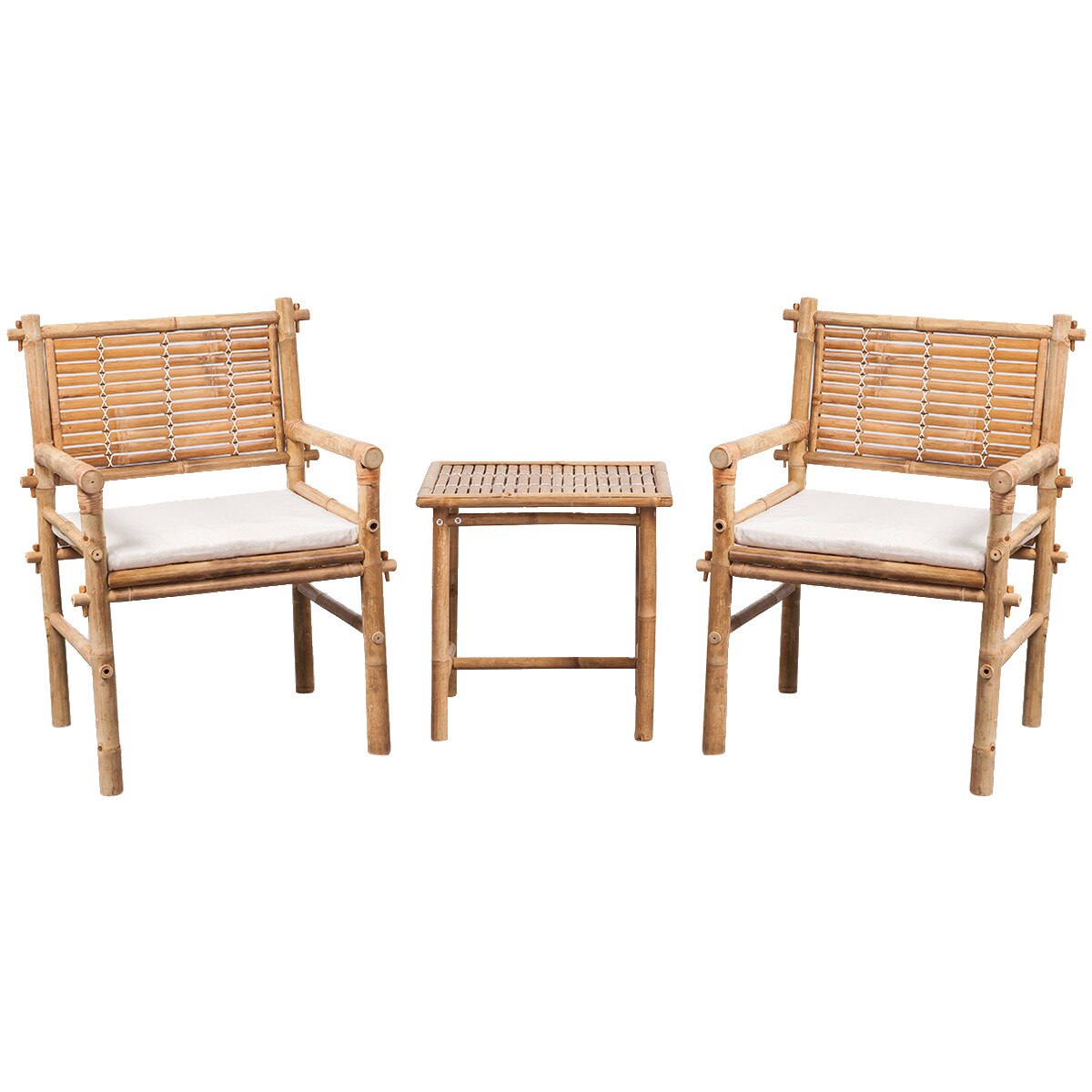Set Masa de gradina si scaune 3 piese, vidaXL, Tesatura, Alb