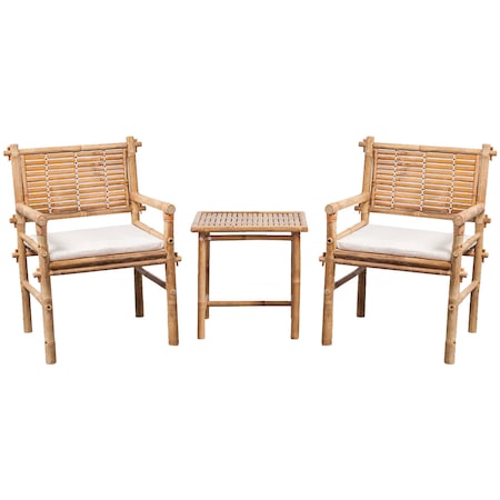 Set Masa de gradina si scaune 3 piese, vidaXL, Tesatura, Alb