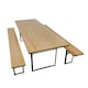 Set berarie STANDARD din lemn masiv de rasinos, 220x80 cm, pentru terasa sau gradina, o masa si doua banci, culoare natur