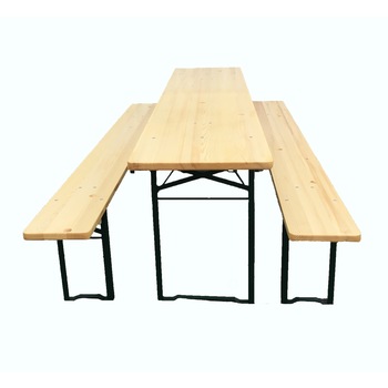 Set berarie STANDARD din lemn masiv de rasinos, 200x50 cm, pentru terasa sau gradina, o masa si doua banci, culoare natur Set berarie STANDARD din lemn masiv de rasinos, 200x50 cm, pentru terasa sau gradina, o masa si doua banci, culoare natur