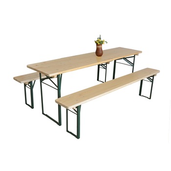 Set berarie STANDARD din lemn masiv de rasinos, 180x50 cm, pentru terasa sau gradina, o masa si doua banci, culoare natur Set berarie STANDARD din lemn masiv de rasinos, 180x50 cm, pentru terasa sau gradina, o masa si doua banci, culoare natur