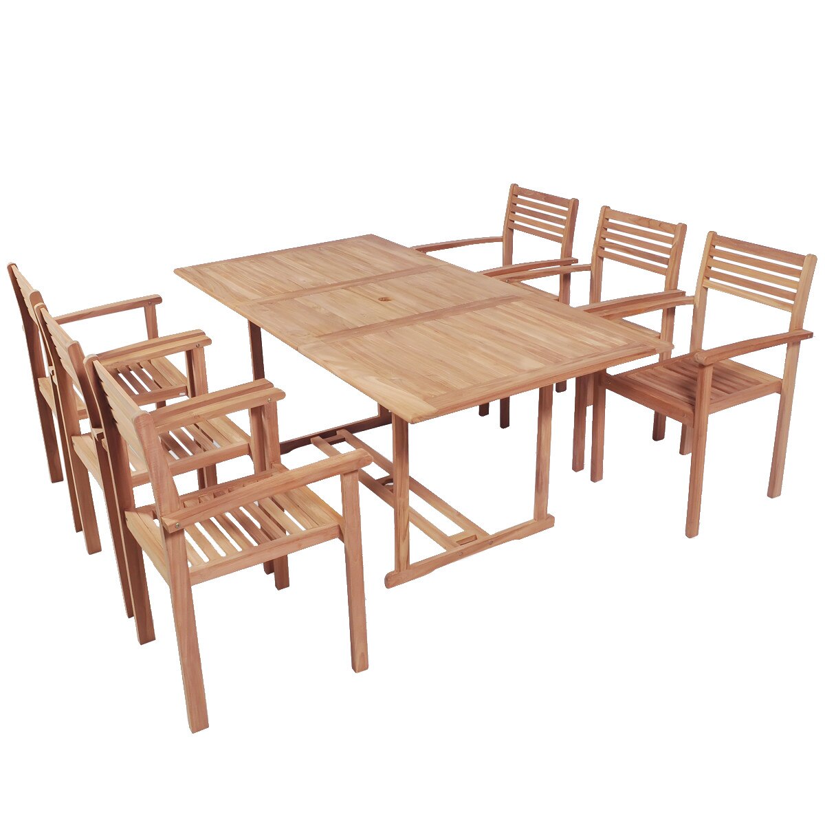 Set Mobila gradina 7 piese, vidaXL, Lemn de tec, Maro